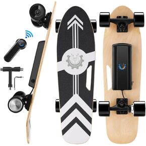 Caroma 350W Electric Skateboards with Remote, 12.4 MPH Top Speed, 7 Layers Maple, Portable Electric Longboard, Built in Intelligent BMS E Skateboard for Teens and Adults