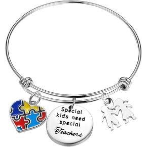 Autism Teacher Bracelet for Autism Teacher Gift for Autism Awareness Bracelet Autism Awareness Gift Autism Charm Bangle for Autism Awareness Educator Gift Jewelry for Autism Teachers Appreciation Gift