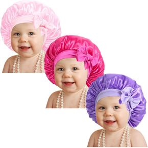 قبعة نوم من دانمي كيدز من الساتان للفتيات الصغيرات، شعر مجعد قابل للتعديل، قبعة من الساتان الحريري للأطفال in Kuwait