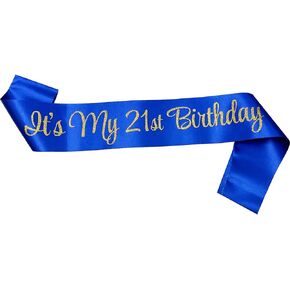 21st Birthday Sash, Birthday Sash for Girls,Birthday Princess 21st Birthday Gifts Decorations for Happy 21st Birthday Party Favor Supplies,Black Silver