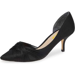 FSJ Women Low Kitten Heels Pointed Toe Slip on Pumps D'Orsay Pleated Satin Evening Party Dress Office Shoes Size 4-15 US