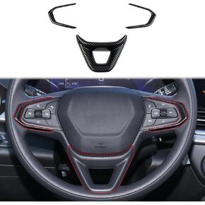 Korlot Carbon Fiber Style Interior Steering Wheel Cover Trim for Chevy Trax 2024