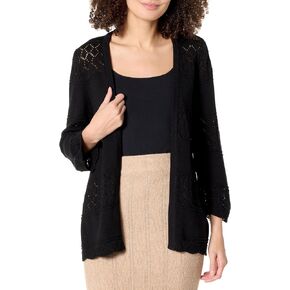 MULTIPLES Women's Three Quarters Bell Sleeve Open Front Cardigan Sweater