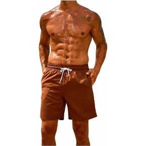 SweatyRocks Men's Drawstring Waist Swim Trunks Solid Bathing Suits Shorts with Pockets