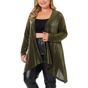 Agnes Orinda Plus Size Women Cardigan Open Front Long Sleeve Irregular Hem Lightweight Long Cardigans