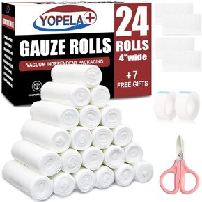 Gauze Rolls 4 in x 4.1 Yards Pack of 24 Bandage Wrap Wound Care Dressings Hemostatic Gauze First Aid Supplies Stretch Gauze Bandages with Latex Free Wound and Vet Wraps Mummy Wraps in Saudi Arabia