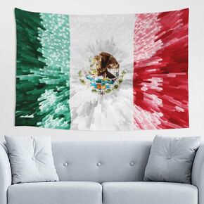 JUHIOPOI Mexico Flag Tapestry Wall Hanging, Mexico Mexican Hippie Art Wall Decoration Tapestry, Tapestry For Bedroom Living Room Dorm Home Decoration (Black 24x42in)