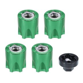 MECCANIXITY Aluminum RC Wheel Nut M4 Wheel Nut Center Cap Locking Hub Belt Tool Suitable for Model Car SCX10 Tire Fixing Nut,4 Pack (Golden)