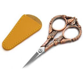 4.5 Inch Vintage European Style Scissors Stainless Steel for Cross Stitch Cutting Embroidery Sewing Handcraft Craft Art Work DIY Tool (Bronze)