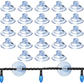25PCS Mini Suction Cup Hooks Kitchen Bathroom Shower Basin Connector Christmas Lights Suction Cup Shower Basin Clear Plastic Transparent String Lights Suction Cup Opening Clip Wire