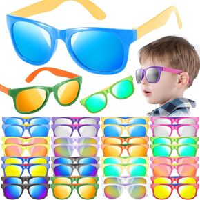 32 Pack Kids Sunglasses Bulk, Sunglasses Party Favors for kid, 16 Colors Neon Sunglasses with UV400 Protection, Gift for Birthday, Beach, School Prizes Goodie Bags Stuffers, Summer Pool Party Supplies