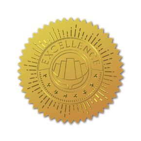 CRASPIRE Gold Foil Certificate Seals Excellence Self Adhesive Embossed Seals Gold Stickers 100pcs Medal Decoration Labels for Envelopes Diplomas Certificates Awards Graduation