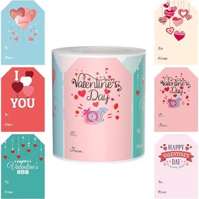 2 * 3 inch Valentines Decorations Stickers, Colorful Heart Stickers, Love Labels, Personalised Design DIY Pink Stickers for Art Craft Cards/Envelopes/Wedding Party and Most Decor Supplies
