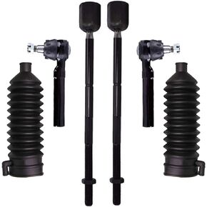 PartsW - 6 Pc Front Steering Tie Rod Ends Rack & Pinion Bellow Boots Kit