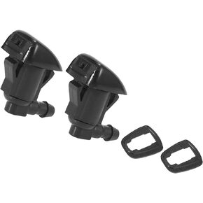 Motoforti Front Windshield Wiper Nozzles, for Toyota Corolla 2004-2010, Plastic, with Gaskets, Black, 2pcs