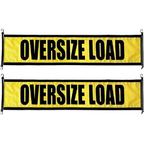 Oversize Load Signs for Trucks 18" x 84" Wide Load Banner with Heavy Duty with Bungee Cords for Escort Vehicles Car Truck 2 Pack Oversize Load Banner Warning Product