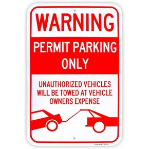 Large Permit Parking Only Sign, 18"x 12" .040 Aluminum Reflective Sign Rust Free Aluminum-UV Protected and Weatherproof