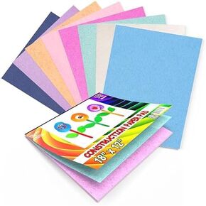 Construction Paper (3 Pack), Construction Paper Book, 18 x 12 Construction Paper Assorted Colors, Construction Paper for Kids, Color Art Paper, 18 Sheets Per Book (3 Pack)