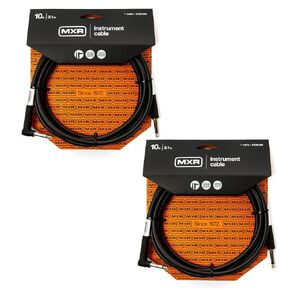 MXR DCIS10R 10' Instrument Cable Straight/Right Angle 2 Pack Bundle