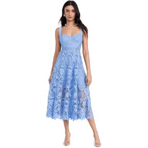 Self Portrait Women's Blue Lace Midi Dress in Kuwait
