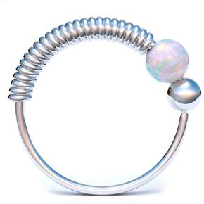 Tiny Helix Ring Hoop - 20G Cartilage Piercing 925 Silver ear jewelry - white opal cartilage hoop ring