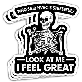 (3Pcs) Funny HVAC Tech AC Repairman Technician I Feel Great Sticker HVAC Technician Stickers HVAC Tech Stickers HVAC Stickers HVAC Hard Hat Stickers Gift Bumper Laptop Stickers 3"x4"