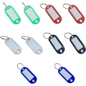10Pcs Tags Blank Labeling Tags, with Ring and Label Window, Tough Plastic Key Label Tags, Use Blank Labeling Tags for Home, Office, Travel, Pets, Storage, 5 Assorted Colors Convenient