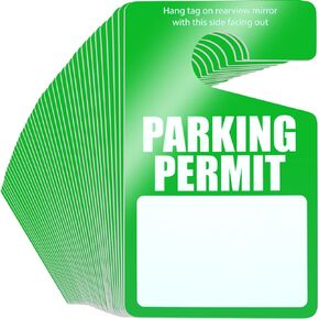 Yexiya 50 Pack Parking Permit Hang Tags Green Plastic Parking Placards Bulk PVC Hang Tag 3 x 5 Inch for Car Rear View Mirror