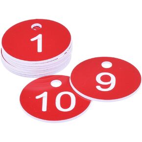 MECCANIXITY Round 1-10 Number Tag Key Tag Acrylic Engraved Black ID Tag for Decoration, Pack of 10