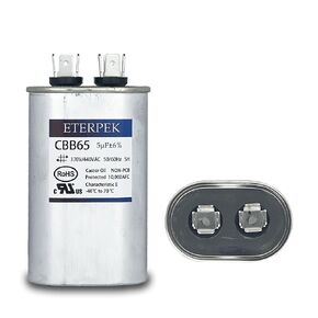 5uF 370V/440VAC CBB65 Oval Run Start Capacitor 50/60Hz 5 MFD Air Conditioner Capacitors A/C Capacitor for Unit Fan Motor Start or Pool Pump or Air Condenser Straight Cool