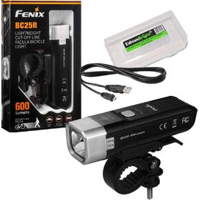 EdisonBright Fenix BC25R 600 Lumen Cree LED USB Rechargeable Light Weight Pedestrian Friendly Bike Bicycle Light BBX3 Charging Cable Carry case