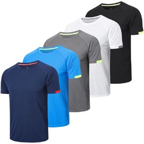 5 Pack Workout Shirts for Men Dry-Fit Crew Neck Short Sleeve Tee Tops Moisture Wicking Athletic Light Gym T-Shirts
