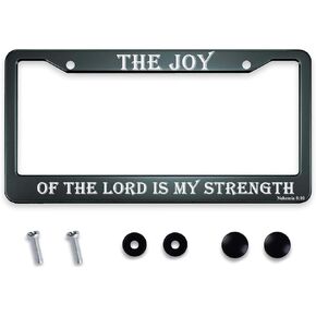 Smooffly Personalized License Plate Frame Stainless Steel Blessed License Plate Cover Accessory Decorative 2 Holes and Screws Fits US Standard License Plates Size: 12.2 x 6.3 Inches for Men Women