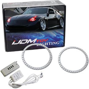 iJDMTOY 7-Color RGB LED Halo Ring Lighting Kit Compatible with 2009-2020 Nissan 370Z Projector Front Road Illuminating Light Retrofit w/Remote