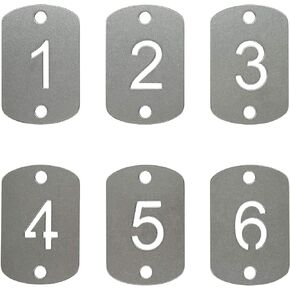 StayMax Rectangular Hollowed Stainless Steel Number Tags Key Tags with Two Holes (1-10)