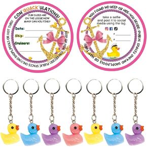 علامات بطة البط، علامات البط، علامة بطة مطاطية مبحرة، بطاقة لعبة البط، سلسلة مفاتيح بطة صفراء لطيفة ثلاثية الأبعاد مع علامات كروز، مجموعة من 20 قطعة (وردي) in Kuwait