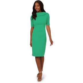 Adrianna Papell Women's Roll Neck Sheath Collar Dress W/V-Back