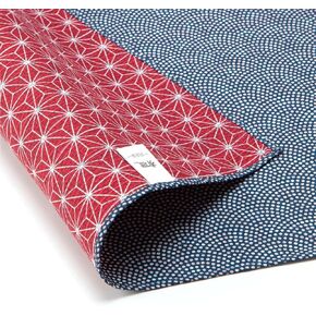 TAYU-TAFU FUROSHIKI- Wrapping Cloth/Reversible [Cotton] (Komon x Flax ornament: Navy Blue/Deep Red)