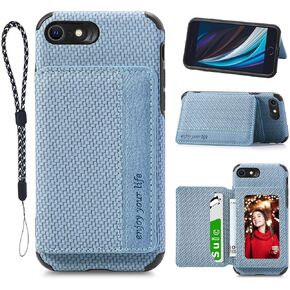 JanCalm for iPhone SE 2022 Case,iPhone SE 2020 Case,iPhone 8 Case,iPhone 7 Case Card Holder,RFID Blocking,Camera Protector,PU Leather Shockproof Protective Kickstand Folio Flip Cover (Beige)