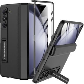 Miimall Compatible for Samsung Galaxy Z Fold 5 Case, [Magnetic Hinge Full Protective] [Built-in Screen Protector] [Different Kickstand Angles] Ultra-Thin Protector Case for Galaxy Z Fold 5 2023(Black)