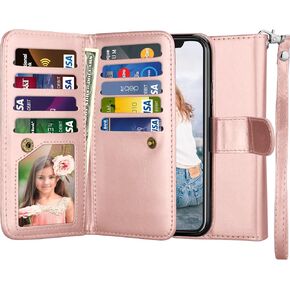 Njjex Wallet Case for iPhone X, for iPhone Xs Case, PU Leather [9 Card Slots] Credit Folio Flip Cover [Detachable] [Kickstand] Magnetic Phone Case & Wrist Lanyard for iPhone X 2017/ XS 2018 [Black] in Saudi Arabia