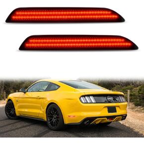 Bestview LED Side Marker Lights Compatible with Ford Mustang 2010-2014, Smoked Lens Front & Rear Fender Side Markers Amber & Red, Driver & Passenger Side Bumper Lights, Pack of 4