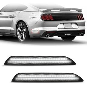 Bestview LED Side Marker Lights Compatible with Ford Mustang 2010-2014, Smoked Lens Front & Rear Fender Side Markers Amber & Red, Driver & Passenger Side Bumper Lights, Pack of 4