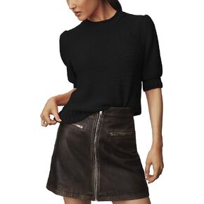 Locachy Women's Puff Short Sleeve Sweater Pullover Tops 2024 Spring Summer Crewneck Knit Sweater Blouse