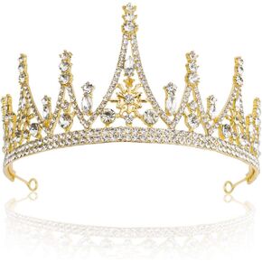 Gold Tiaras for Women Bride Gold Crowns for Women Rhinestones Party Headbands Hair Jewelry Headwear Accessories for Women Halloween Cosplay Prom Costume Christmas