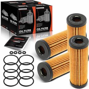 A-Premium 4-PC 10K Miles Protection Oil Filter Compatible with Ford F-150, Explorer Fusion, Edge, Mustang, Ranger, Bronco, Police Interceptor Utility & Lincoln MKZ, Continental, MKX, Aviator, Nautilus