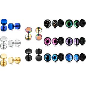 MDFUN مقياس مزيف 316L جراحي من الفولاذ المقاوم للصدأ عيون شريرة مستديرة دمبل ترصيع مسطح in Kuwait