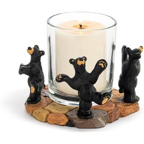 DEMDACO Bearfoots by Jeff Fleming Moon Dance Black Bear 5.5 x 3.5 Hand Cast Resin Decorative Table Top Votive Candle Holder or Candy Dish
