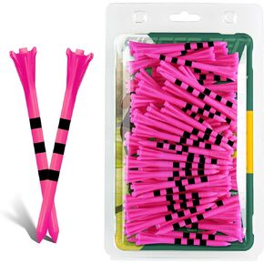 Golf Tees Plastic 3 1/4 2 3/4 inch Unbreakable 20 50 100 Pack, Bulk Long Stronger Upgrade More Durable Stable Reduce Friction Side Spin Tee Pink Pouple Gift for Men Women
