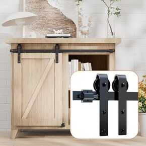 2.5FT Super Mini Cabinet Small Sliding Barn Door Hardware Track Kit Apply for Storage Window TV Stand-Fit 12"-15" Wide Door Panel-J Shape Hanger